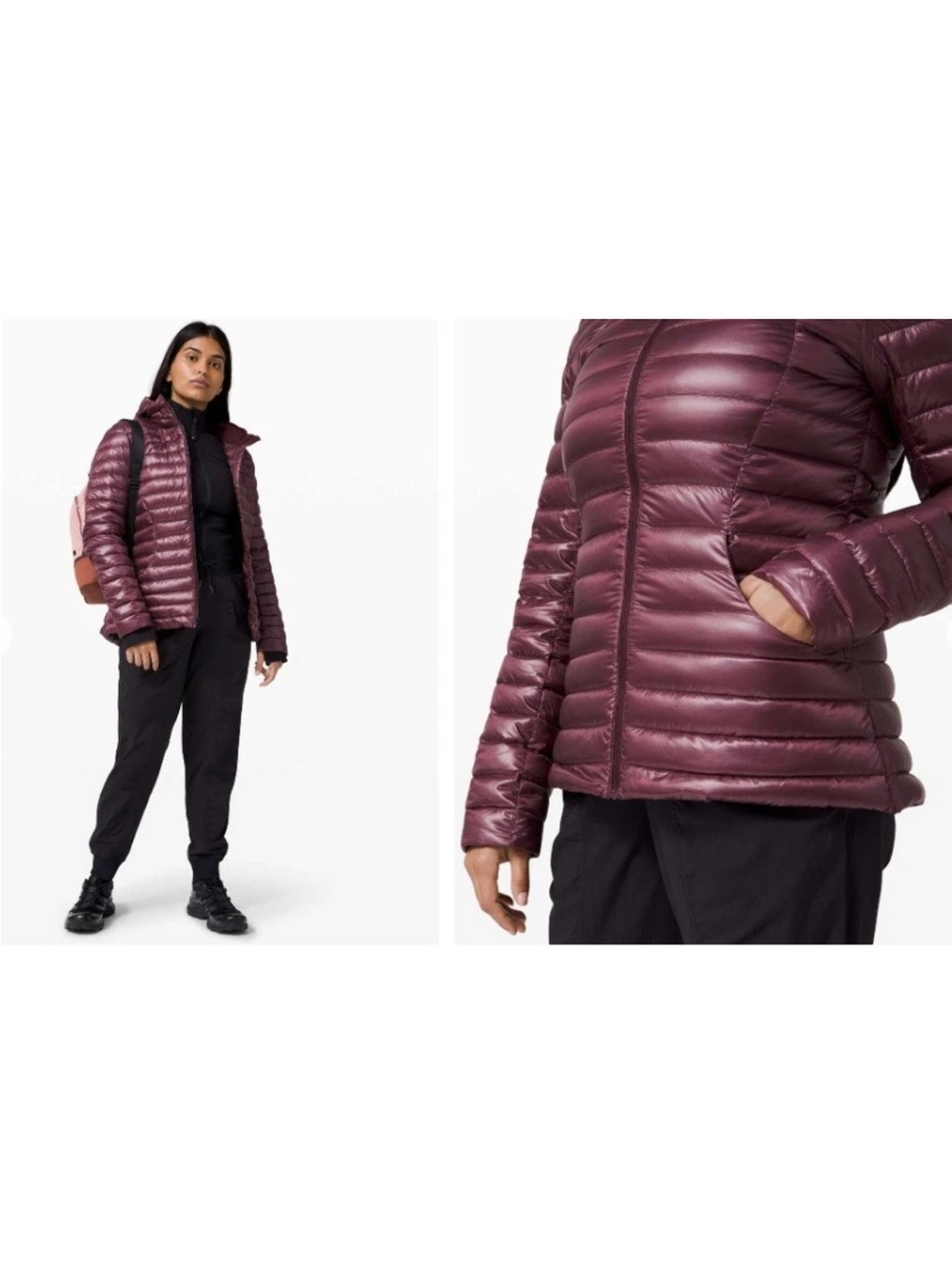 Lululemon Pack It Down Jacket Shine Size 4 Women’s color: Bordeaux Drama
